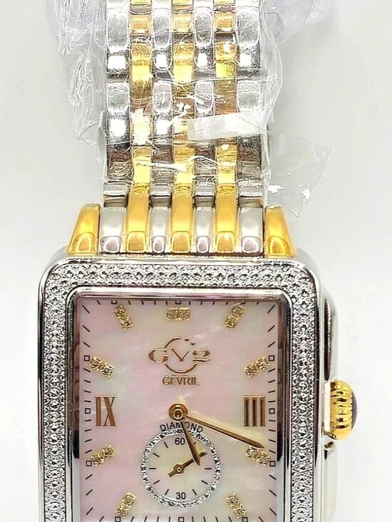 GV2 by Gevril Bari Tortoise Swiss Quartz Diamond Two Tone Bracelet Watch Limited main image 11